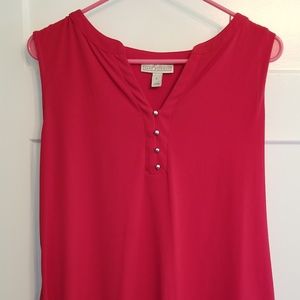 Red Dress Sleeveless Tank Sz L Gold Buttons